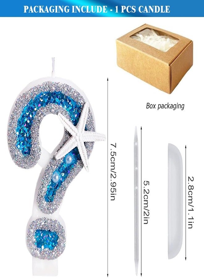 Aprildecember Birthday Number Candle, Conch Starfish Sequins Number Candles, Blue Glitter Number Candle Cake Topper for Birthday Party Wedding Anniversary (Question Mark) - Image 4